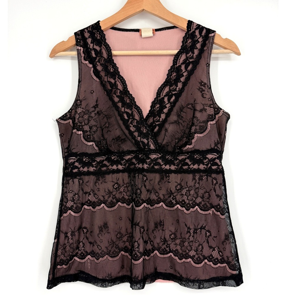 Talent Y2K Black Lace Overlay Babydoll Top XL Dark Fairy Whimsigoth Coquette